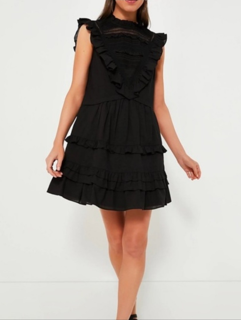Tuckernuck Pomander Place Black Cecilia Ruffle Mini Dress Xxxl Tiered Cotton